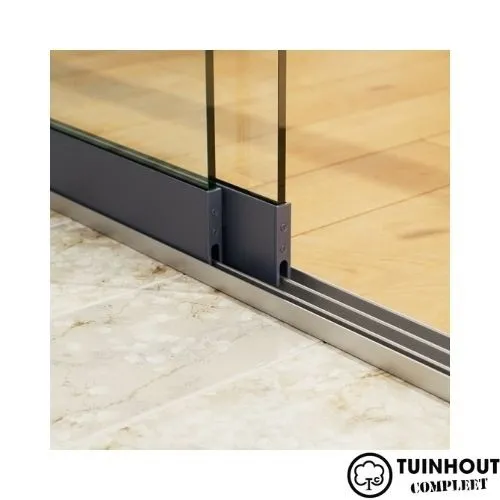 Glazen schuifwanden antraciet 3-rail tot 1940 mm breed 2 x 980 mm glas