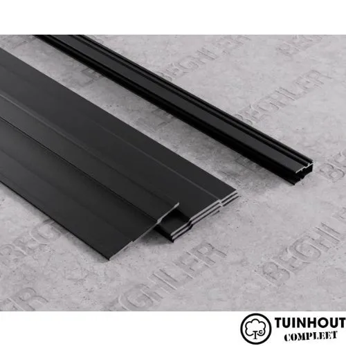 Steel look set zwart voor glazen schuifwanden