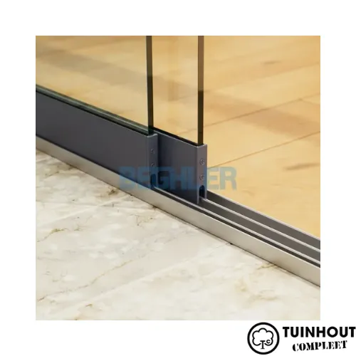 Glazen schuifwanden antraciet 3-rail tot 1940 mm breed 2 x 980 mm glas