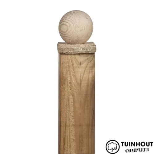 Paalornament hout piramide/bol