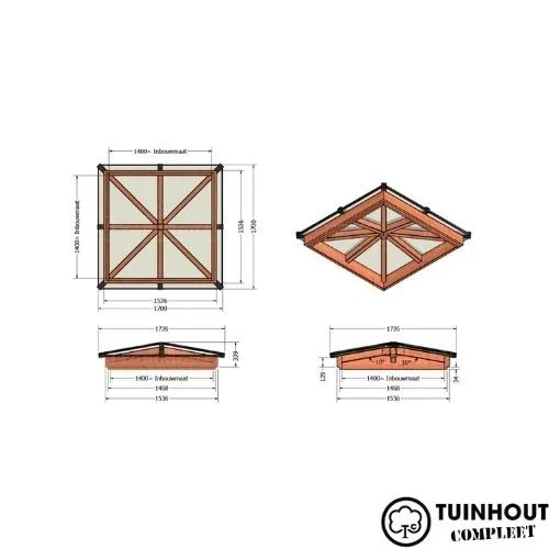 Lichtstraat schilddak 1536 x 1536 mm