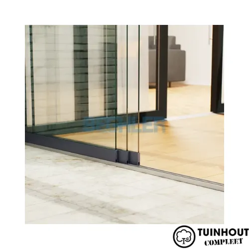 Glazen schuifwanden antraciet 3-rail tot 2660 mm breed 3 x 900 mm glas