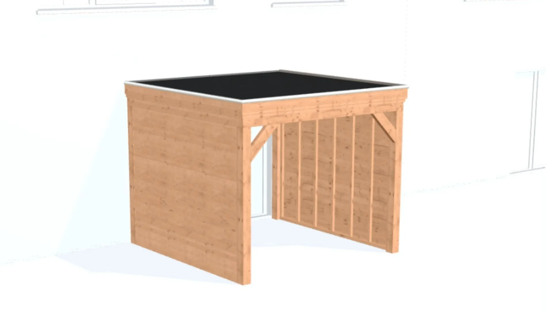 Douglas aanbouwveranda - Comfort zonder overstek, met zijwanden geschaafd