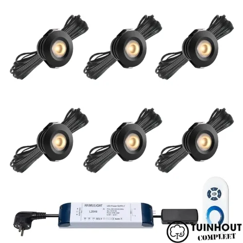 Inbouwspotjes LED vast Pals zwart set