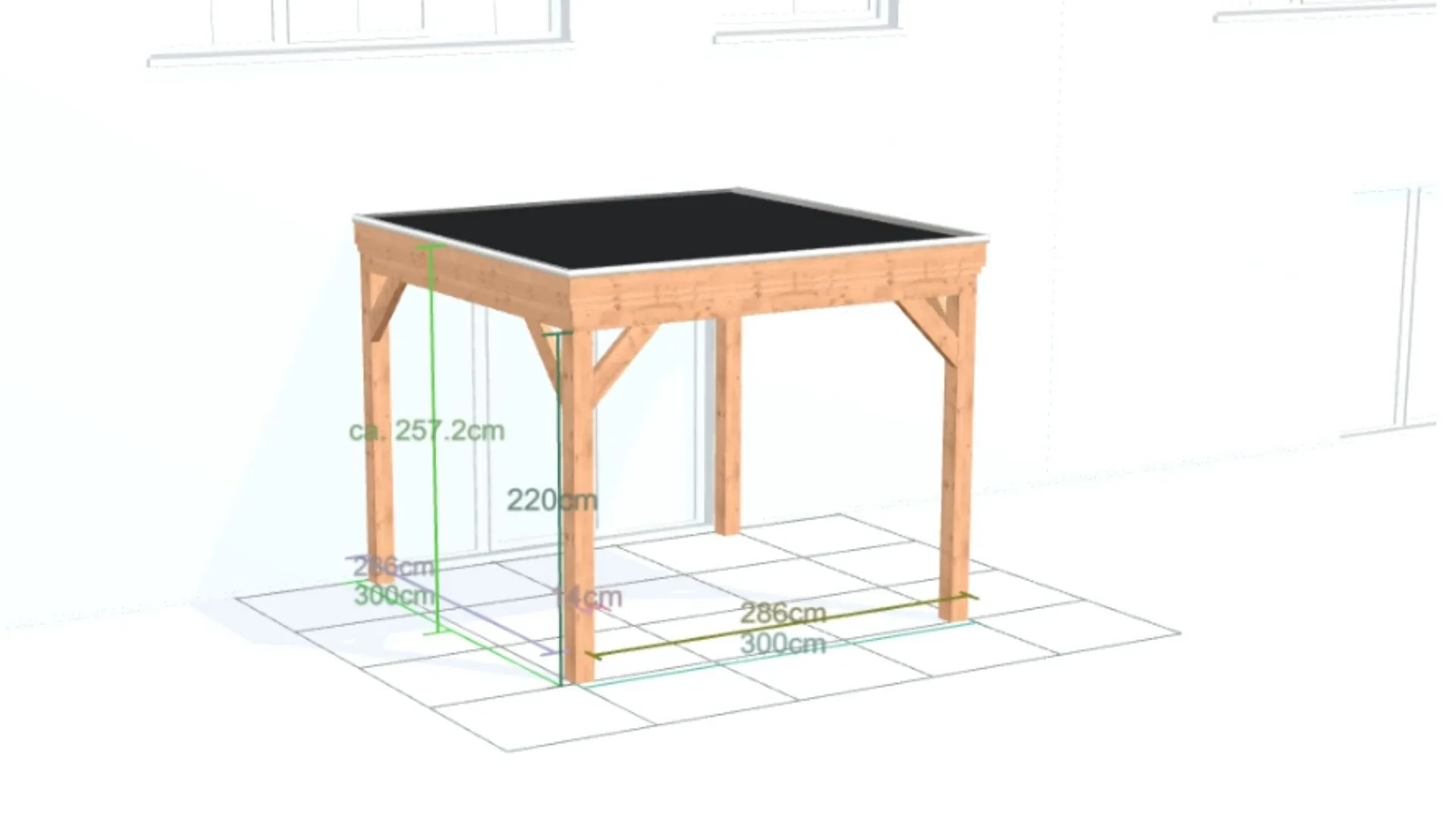 Douglas aanbouw veranda - Comfort zonder overstek geschaafd
