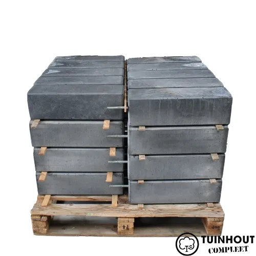 Pallet 40 Betonpoeren antraciet facet rondom en glad 150x150x580mm, Exclusief koppelplaatje