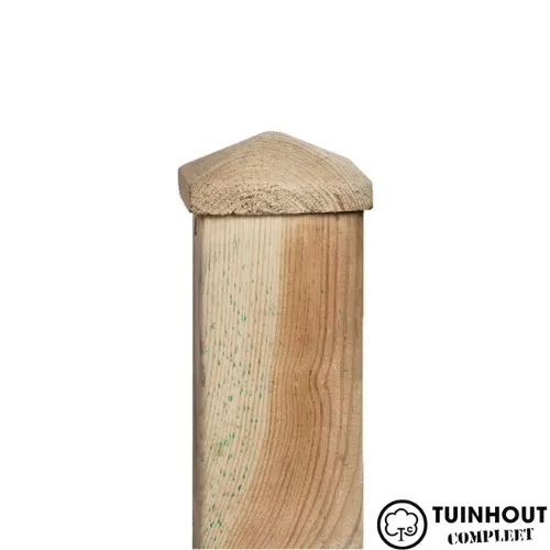 Paalornament hout piramide/bol