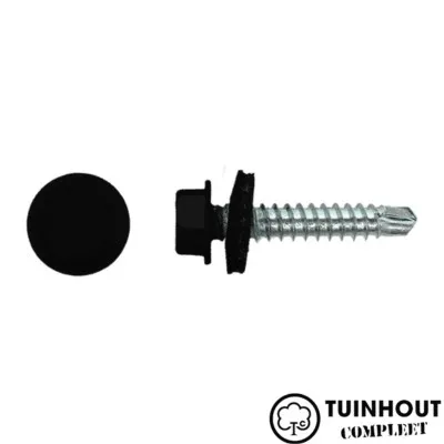 Zelfborende schroef 4,8 x 35 mm zwart met EPDM sluitring per doos