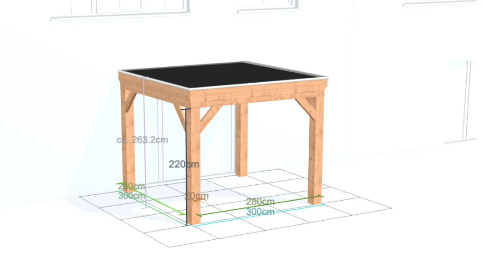 Douglas aanbouw veranda - Robuust zonder overstek