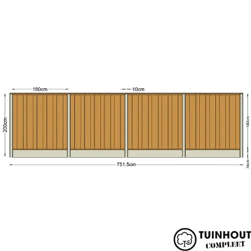 Sleufpaal antraciet 10 x 10 cm 270 cm lang Eems-serie