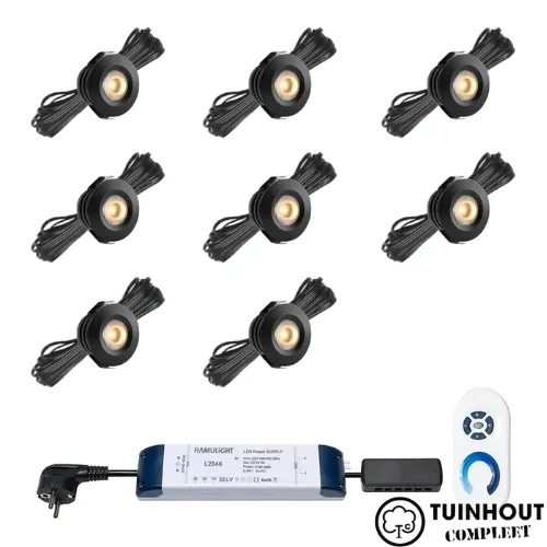 Inbouwspotjes LED vast Pals zwart set