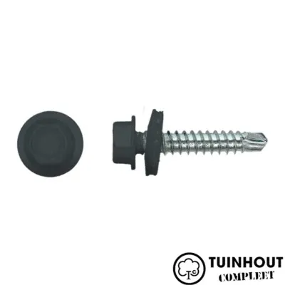 Zelfborende schroef 4,8 x 35 mm antraciet met EPDM sluitring per doos