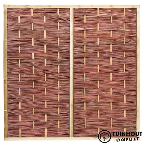 Wilgenteenscherm met houten lijst 180 cm breed verticaal