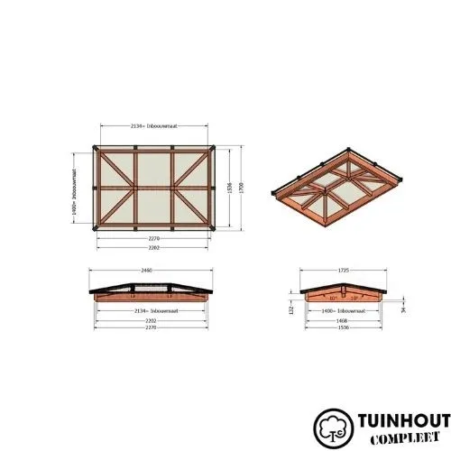 Lichtstraat schilddak 2270 x 1536 mm