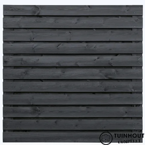 Tuinscherm grenen Fulda 180 x 180 cm zwart gespoten horizontaal