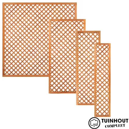 Trellis hardhout diagonale lamellen met lijst 180 cm hoog