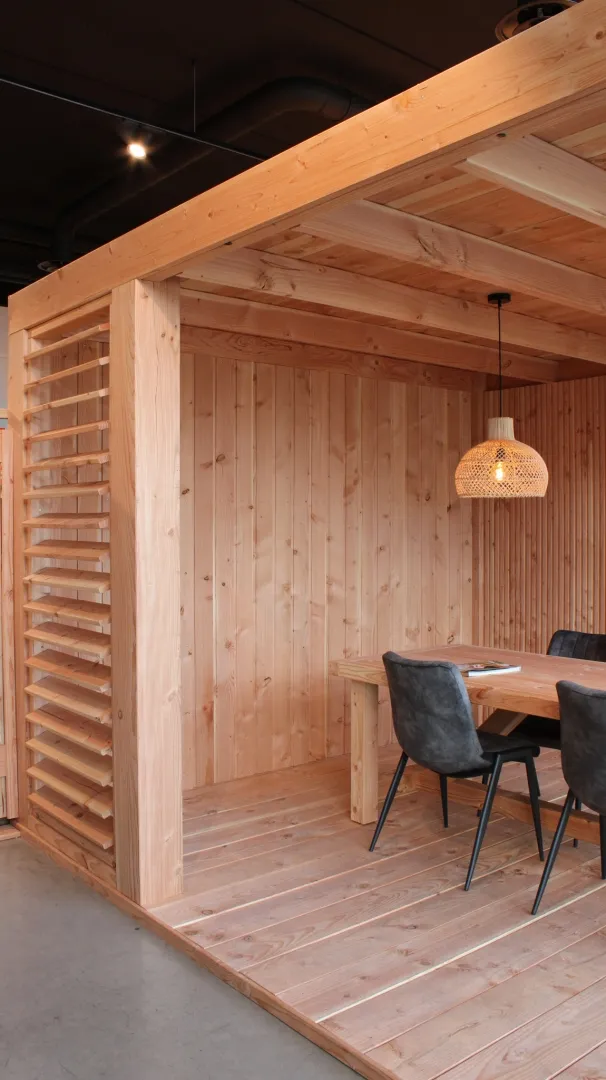 Douglas overkapping met plat dak - Comfort zonder overstek