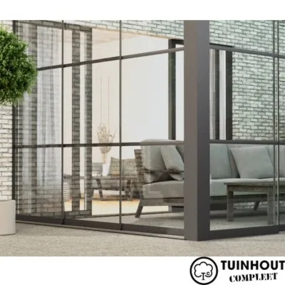 Steel look set antraciet voor glazen schuifwanden