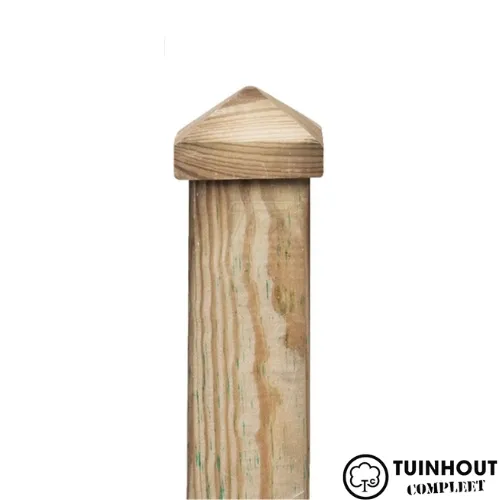 Paalornament hout piramide/bol