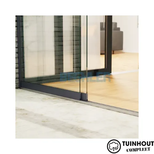 Glazen schuifwanden antraciet 3-rail tot 1940 mm breed 2 x 980 mm glas