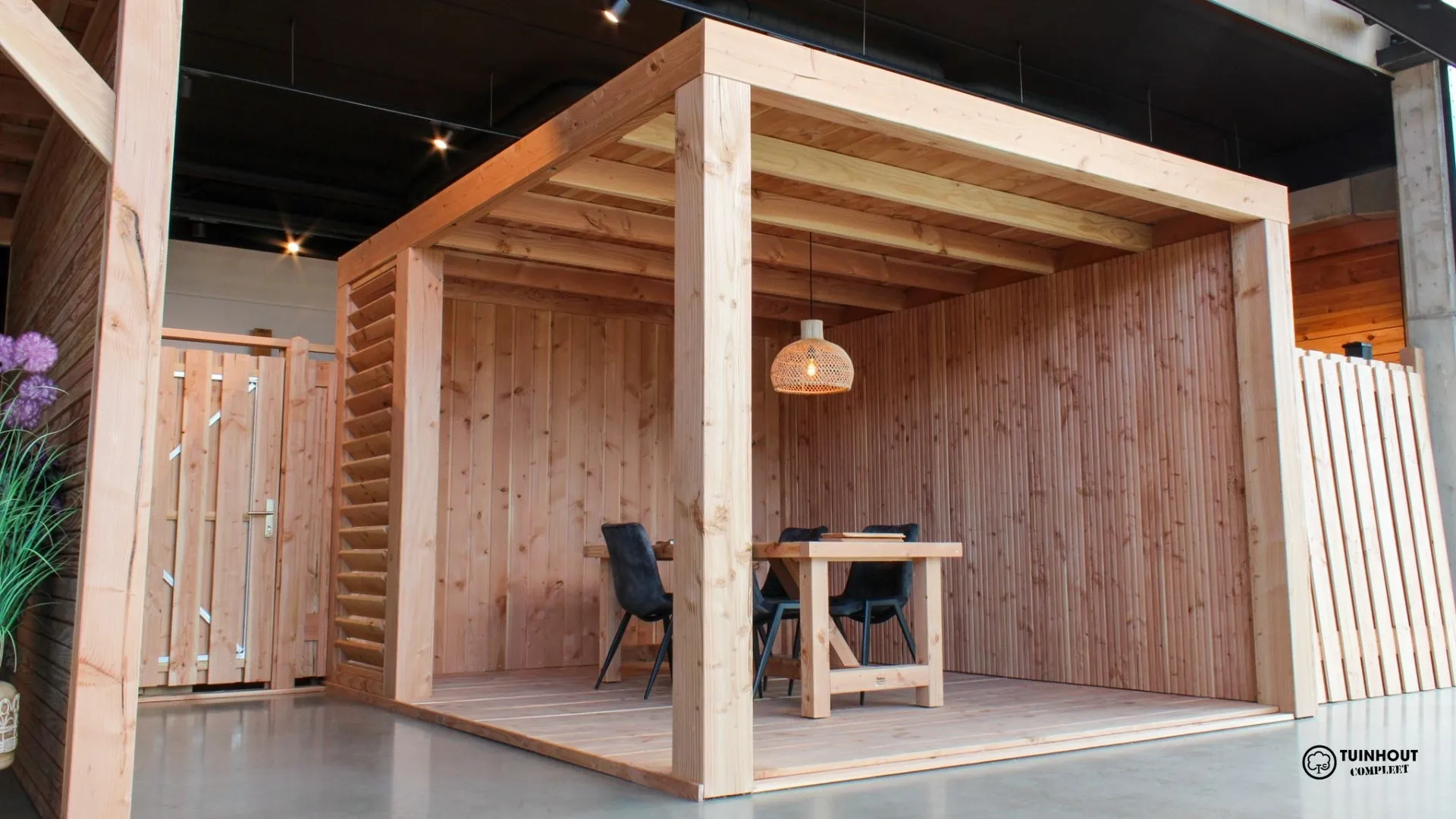 Douglas overkapping met plat dak - Basis