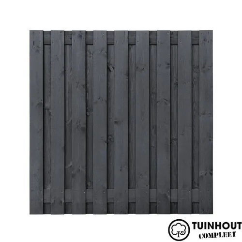 Tuinscherm zwart gecoat vuren 19 planks