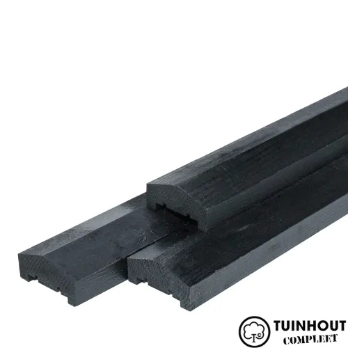 Grenen afdeklatten zwart sponning 52 mm piramide 180 cm (ca. week 12 leverbaar)