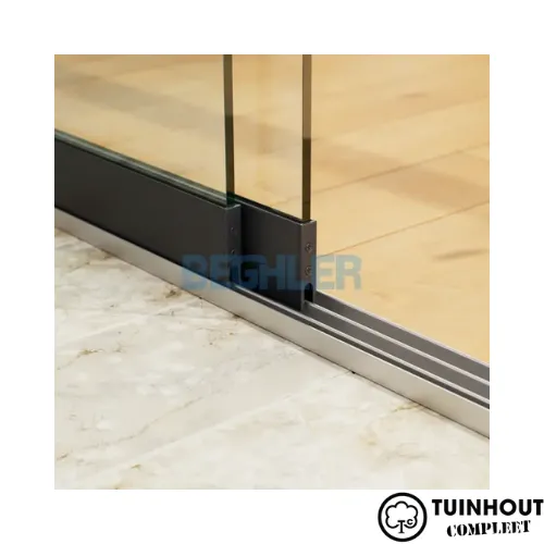 Glazen schuifwanden zwart 3-rail tot 2000 mm breed 2 x 1030 mm glas