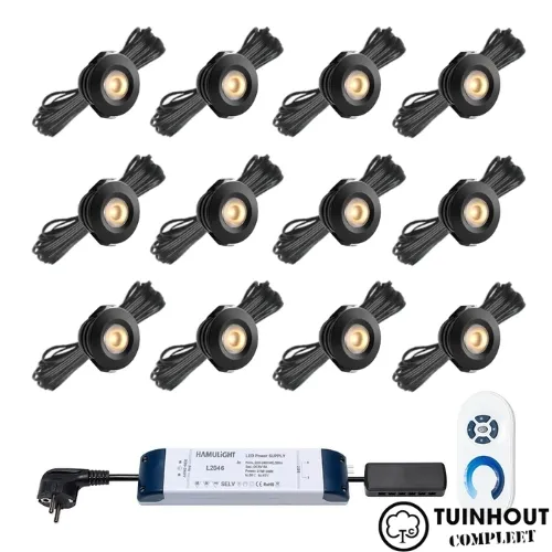 Inbouwspotjes LED vast Pals zwart set