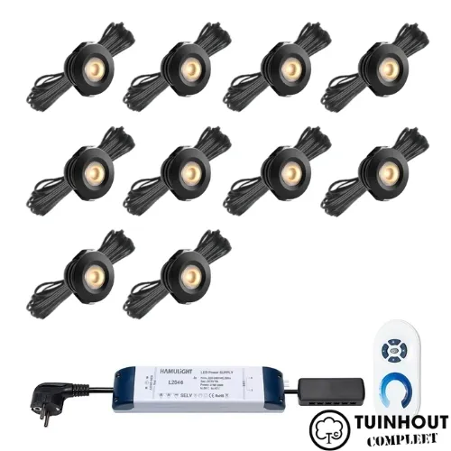 Inbouwspotjes LED vast Pals zwart set