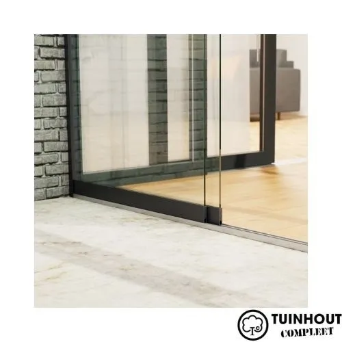 Glazen schuifwanden zwart 3-rail tot 1780 mm breed 2 x 900 mm glas