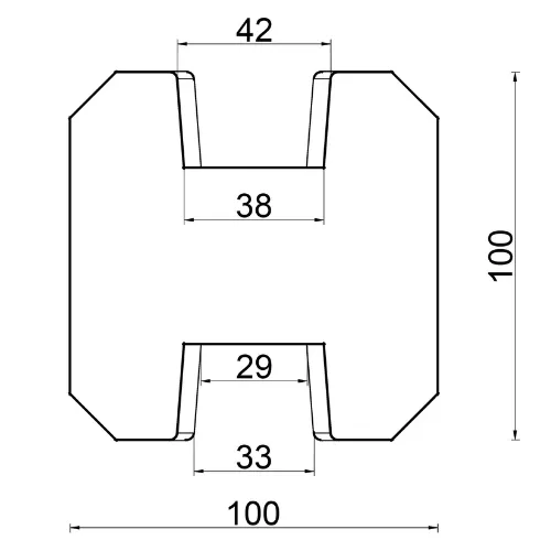 Sleufpaal antraciet 10 x 10 cm 275 cm lang met vlakke kop en brede ondersleuf Zaan-serie