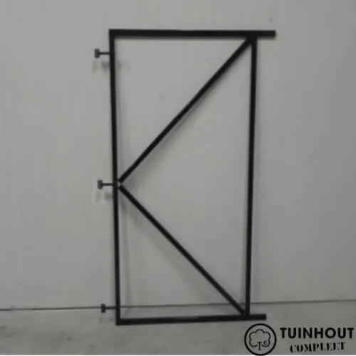 Verstelbaar poortframe zwart horizontale plank 180 x 100 cm + duim/draadstang PO-65