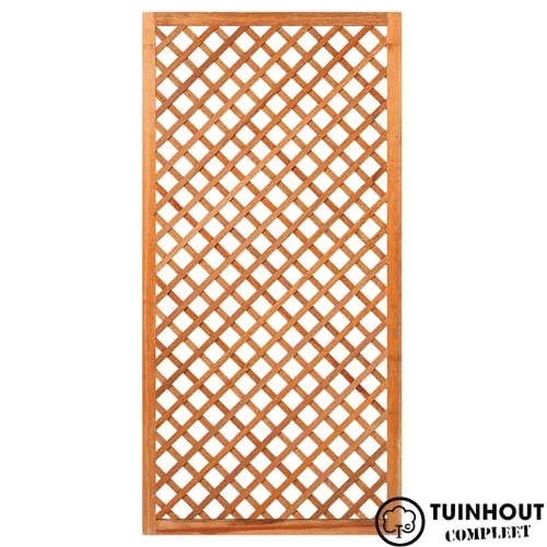 Trellis hardhout diagonale lamellen met lijst 180 cm hoog