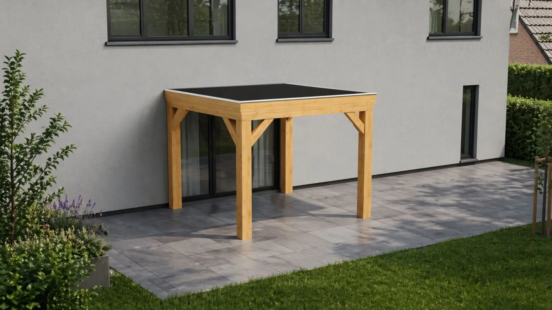 Douglas aanbouw veranda - Robuust zonder overstek geschaafd