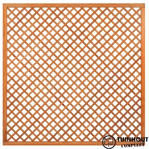 Trellis hardhout diagonale lamellen met lijst 180 cm hoog