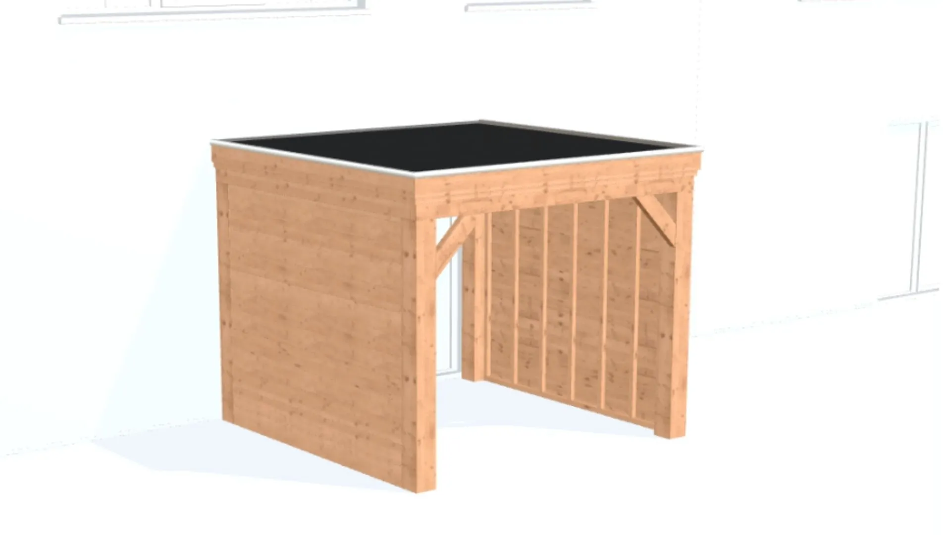 Douglas aanbouw veranda - Robuust zonder overstek, met zijwanden