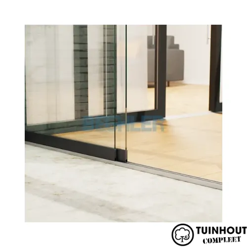 Glazen schuifwanden zwart 3-rail tot 2000 mm breed 2 x 1030 mm glas